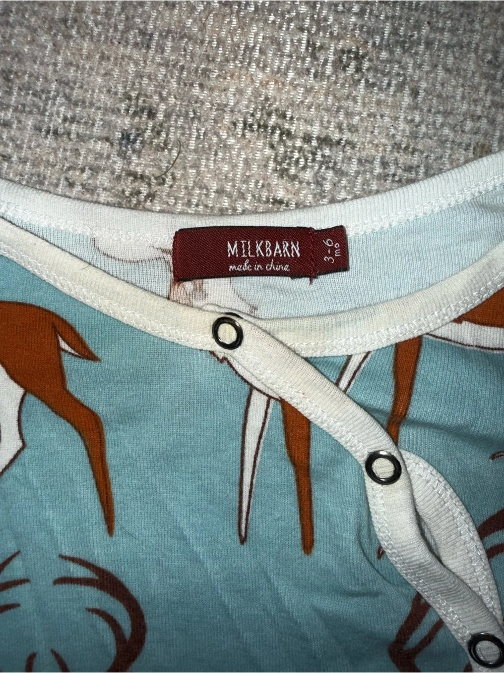 Milkbarn Blue‎ Deer Print Footed One-Piece
